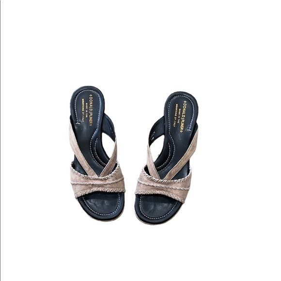 Donald J Pliner Women’s Brown Metallic Leather Wedge Sandal Size 7.5‎ - Picture 1 of 6